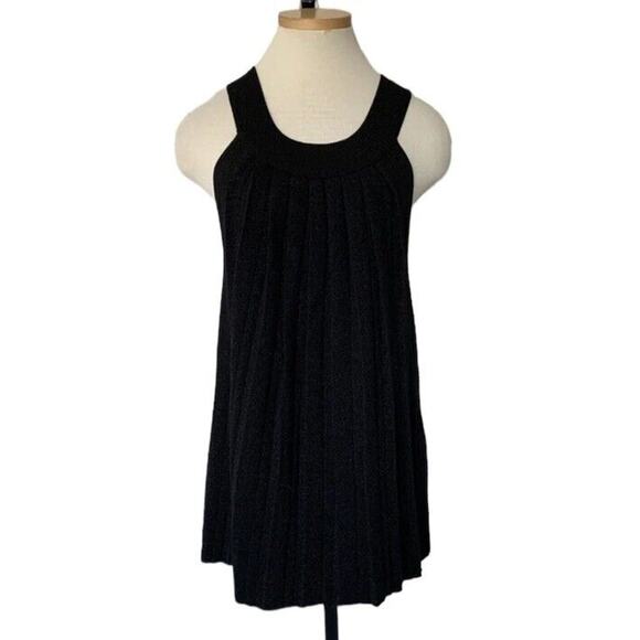 Kenar Pleated Knit Sleeveless Sweater Top Large Black Metallic - Picture 1 of 10